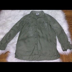Olive Green Button Down Long Sleeves Shirt